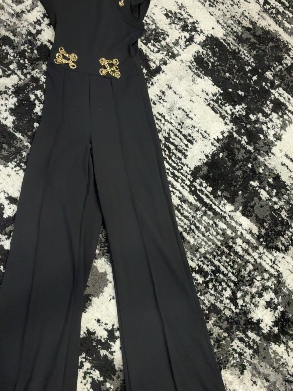 Fashion nova Black Wide-Leg Jumpsuit with Gold Accent